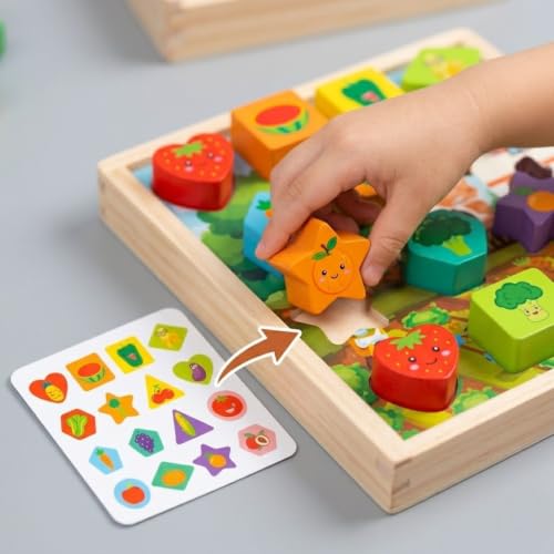 Image of HAPPY HUES Sorting & Stacking Toy- Skills Enhancement Motor Skill Toys for Toddlers /Kid -Magnetic- Capture The Worms Toys | Early Educational-Montessori Toy (Farm Sorting)