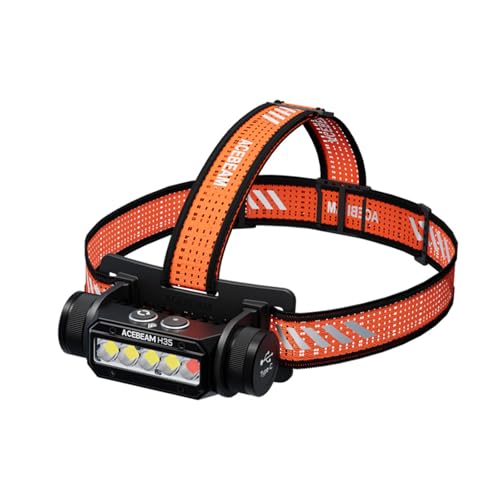 Lampe frontale 2600 lumens rechargeable puissante avec lumière rouge 5 modes