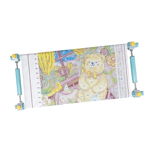Couple Embroidery Art Embroidery Clip Frame Heavy-Duty 4-Slot Adjustable Scroll Frame for Needlepoint Quilting Silk Painting Universal Embroidery Frame & Cross Stitch Hoop Set (Blue 80cm)