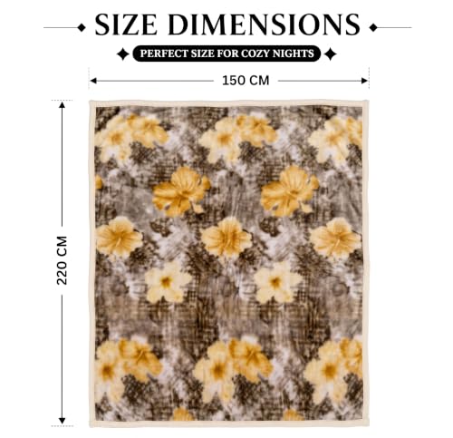 Image of VAS COLLECTIONS 280 GSM Micromink Blanket, 2.5 Kg Premium Soft Warm Cozy Blanket, Plush Floral Printed Blanket for Single Bed, Ultra Soft Comfortable Bedding, 60 x 88 Inches (152 x 220 cm) - Ash Brown
