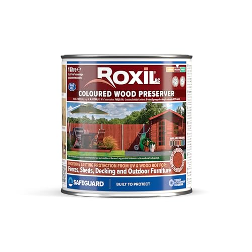 Roxil Lasure Préventive Bois 1L – Cèdre Rouge – Intérieur & Extérieur – Protection Contre Pourriture, Champignons, Larves & Termites
