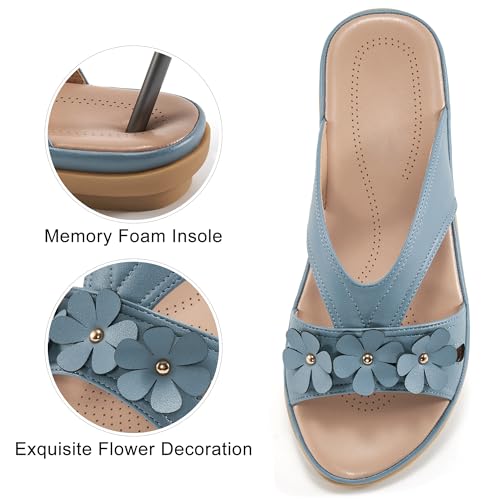 Ecetana Womens Sandals 2025 Comfortable Dressy Summer Beach Slides Lightweight Memory Foam Slip On Flat Shoes4
