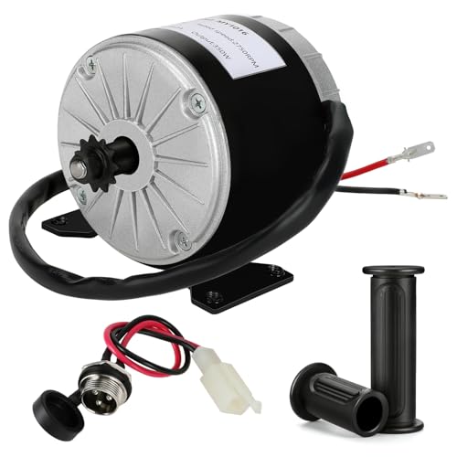 XIKOBY 24V Electric Motor Compatible with Razor E300 E300S E325 Electric Scooter MX350 MX400 Dirt Rocket Bike, 2750RPM 350W Brushed Permanent Magnet DC Motor with Charger Port Handlebar Grips Parts