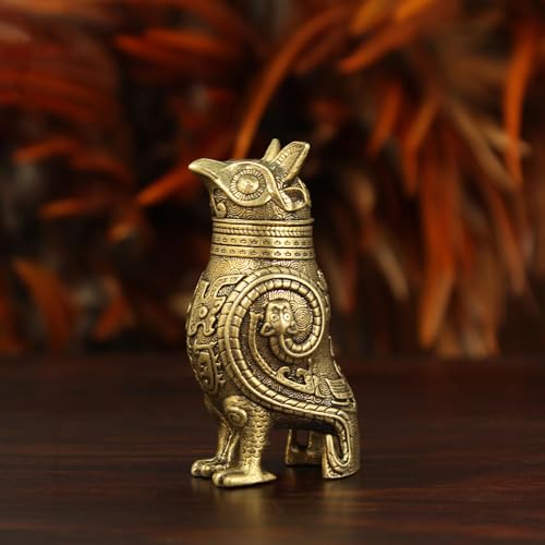 Ancient Owl ZUN Bronze Vessel Retro Style Metal Craft for Tea Table Entrance Decor Chinese Cultural Artifact Collectible