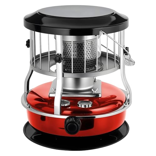 Image of Kerosene Heater, 9000 BTU Portable Indoor Space Heater for Large Room, Radiant Heaters Non Electric Stove Camping Hunting Garage Tent Outdoor Use, 16-21 Hours Burn Time, 4.5L Fuel Capacity Red