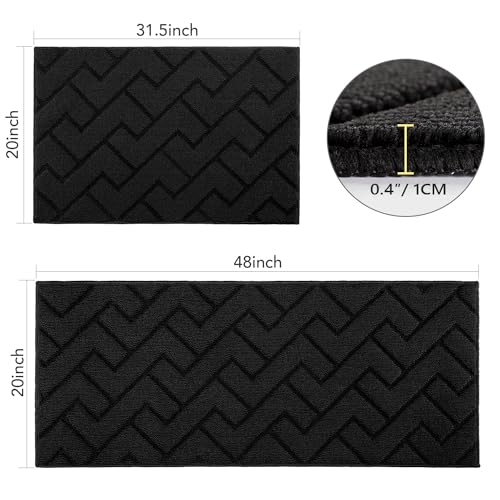 Image of hicorfe Kitchen Runner Rug,20 inchx48 inch+20 inchx32 inch Kitchen Set,Non-Slip Kitchen Mat