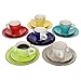 MamboCat Kaffee-Service Malaga 18-tlg. I Tee- & Kaffee-Gedeck für 6 Personen I Je 6x Tassen - Untertassen - Kuchenteller I geeignet für Spülmaschine und Mikrowelle I Kaffee-Geschirr bunt