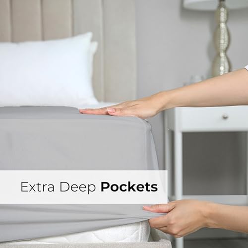 King Fitted Bed Sheet, Extra Deep Pocket, Fits Mattress up to 40cm (16"), Soft Brushed Microfiber, OEKO-TEX Certified - Image 2