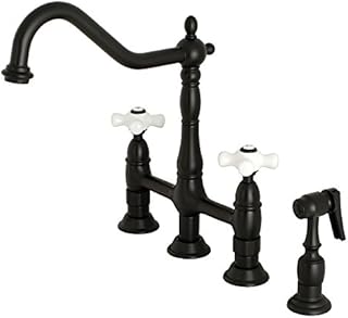 Kingston Brass KS1270PXBS Heritage Bridge Kitchen Faucet, 8-9/16
