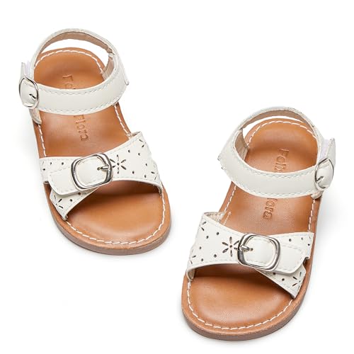 Image of Felix & Flora Toddler Girl Sandals - Flower Girl Dress Shoes Open Toe Little Kid Flats