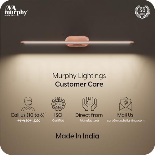Image of Murphy 6W 3-in-1 Color Changing Full Copper Finish LED Mirror Picture Wall Light,Bathroom Vanity Led Mirror Light with 2 Year Warranty (Cool White /Warm White /Natural White)-Pack of 3