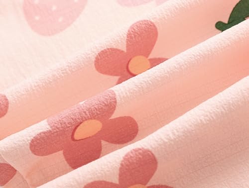 Image of Hupohoi Big Girls Button Down Pajama Set 3pcs Short Sleeve Long Pants with Shorts Crepe Wrinkled Fabric Sleepwear Nighty
