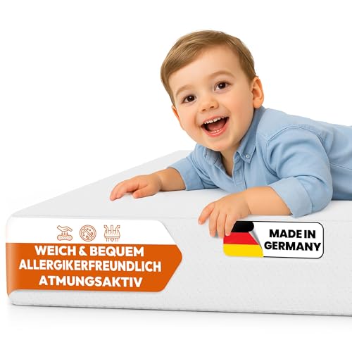 Foxx Baby Kindermatratze [60x120 cm, pflegeleichter Bezug] Hochwertiger Schaumstoffkern, hautfreundlicher Bezug abnehmbar und waschbar, Matratze für...