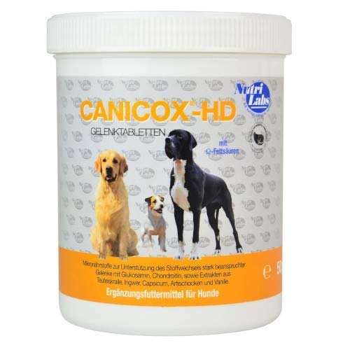 NutriLabs Canicox-HD Gelenktabletten für Hunde 50 Stk. - mit MSM, Chondroitin, Hyaluronsäure, Glucosamin & Teufelskralle - Gesundheitsprodukte für Hunde - Nahrungsergänzungsmittel Hund