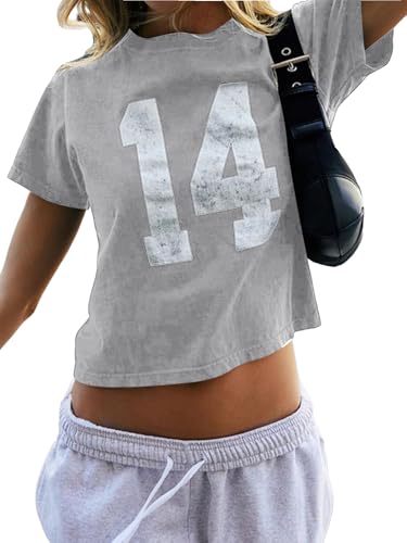 Image of SOLY HUX Girl's Number Graphic Tees Short Sleeve Y2k Tops Jersey Shirts | Crew Neck, Casual, Cute, Vintage, Summer