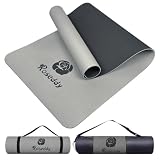 roseddy ヨガマット 145×61cm 6mm厚 TPE製 軽量600g 両面滑り止め 収納袋付き Gray-Black