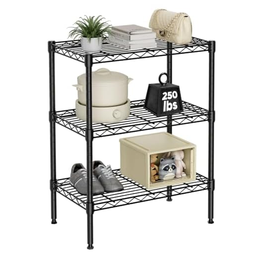 Sweetcrispy 3 Tier Metal Storage Shelving Shelf, Adjustable Metal Wire Racks Heavy Duty Standing Shelf Organizer for Kitchen and Closet, 13.8" D x 23.6" W x 30" H, Black