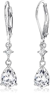 Adramata 925 Sterling Silver Earrings for Women Dangle Earrings Drop Earrings Shiny CZ Earrings Boho Teardrop Earrings Dangly Drop Earrings Hypoallergenic Earrings for Women Dangling