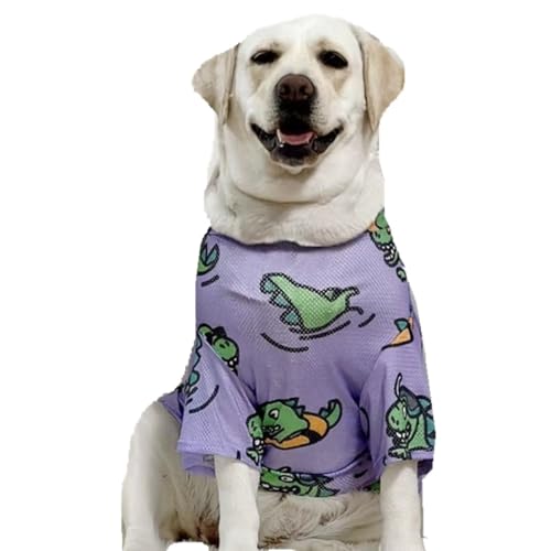 ISUPY 可愛い 犬服 春夏 Tシャツ 春 夏 通気性 涼しい 夏服 防虫 ペット服 ドッグウェア 半袖 大型犬 中型犬 上着 薄手 ルームウェア お出かけ 抜け毛防止 ペット用品 (M,パープル)
