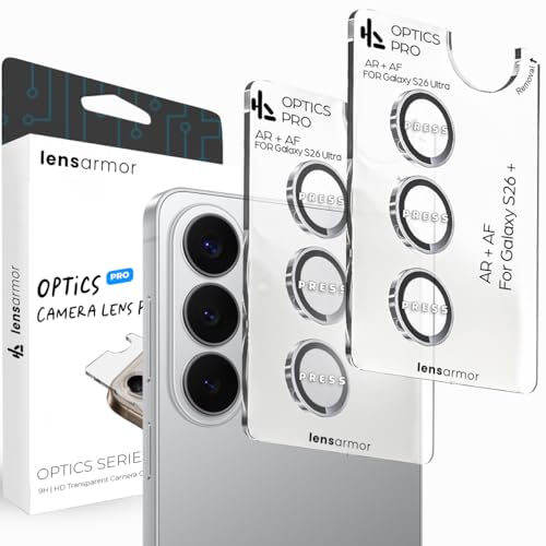 Image of Lensarmor Compatible with S26 / 26 Plus Silver Shadow Camera Lens Protector (2 Pack) - Premium 9H Tempered Glass, Military-Grade Protection, Ultra-Clear Transparency & Case-Friendly Design