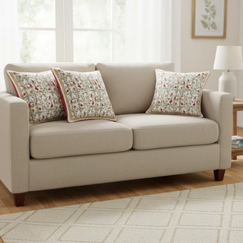 Image of Meadow Bloom Floral Cushion Cover | Decorative Throw Pillow Cover for Sofa Couch Bed Living Room Bedroom | Hidden Zipper Closure | Soft Durable Fabric | 16 x 16 Inch | Pack of 1