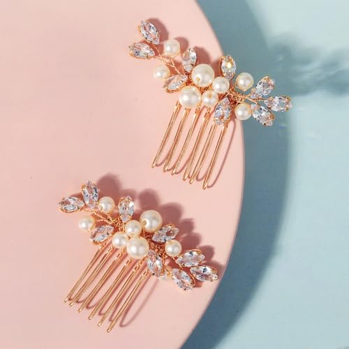 Set de 2 Peines para Novia con Perlas y Cristales miniatura 4