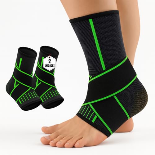 KERD_DANS Tobilleras para Esguince (2 Uds), Tobillera Deportiva Estabilizadora de Compresión con Velcro Ajustable, Tobillera para Prevenir Lesiones, Recuperación y Fascitis Plantar. (Verde, X Large)