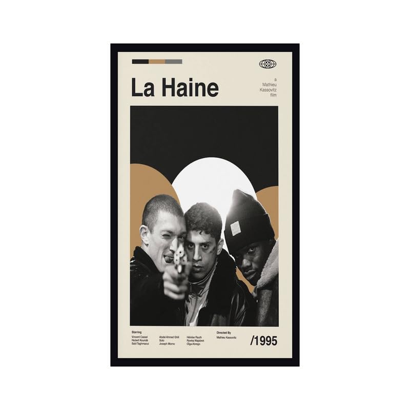 Image of BLINKART La Haine Movie Poster Frame 8x12 Inch | Premium 300 GSM Paper Wall Print | Mid Century Vintage Film Artwork for Home, Bedroom, Living Room, Office | Framed Photo Decor