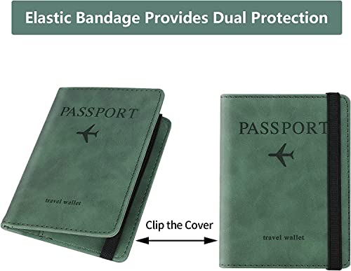 Image of House of Quirk Passport Holder Cover Travel Wallet Organiser, Passport Case with RFID Blocking, PU Leather Travel Document Holder (Green)