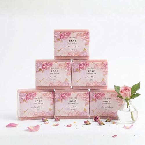 Image of Rose Soap | Pure & Gentle Bathing Bar for Glowing Skin | Nourishing & Aromatic Soaps for Men & Women | Natural Cleansing Bar For Moisturising | Soap for All Skin Types | Pack Of 6