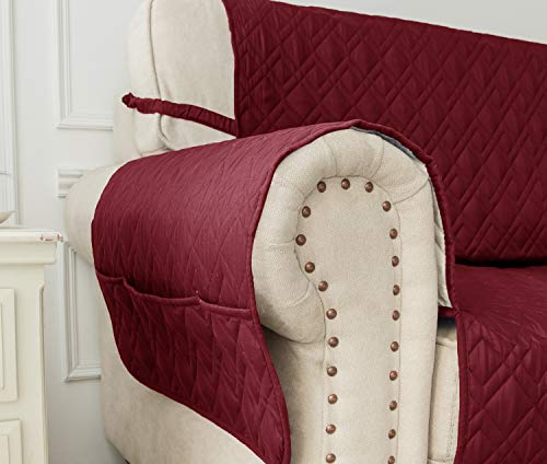 Image of Ameritex Waterproof Nonslip Recliner Cover Stay in Place, Dog Chair Cover Furniture Protector, Ideal Recliner Slipcovers for Pets and Kids (Burgundy, 30'')