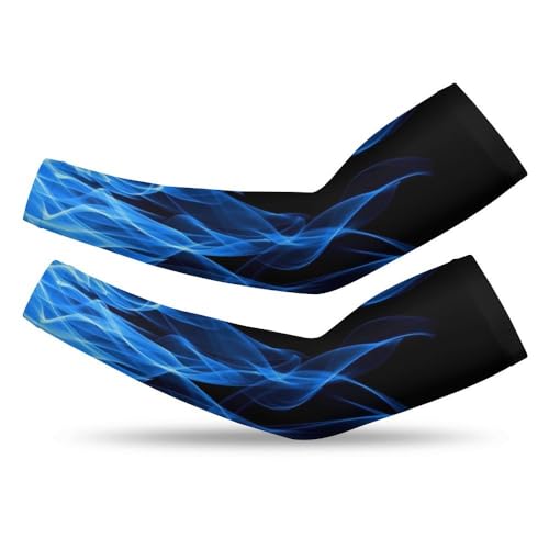 Blue Flame Compression Arm Sleeves for Men Women-Football Sleeves,Covers for Sun Protection,Volleyball,Working Out