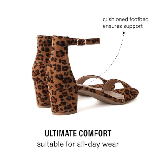 Image of J. Adams Daisy Heeled Sandals - Ankle Strap Low Block, Open Toe Dress Pumps, Chunky Heels - Dressy Shoes for Women - Bridal, Wedding, Summer Sandals