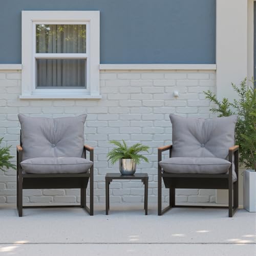 3 Pieces Patio Bistro Set Textilene Fabric Outdoor Furniture Set ...