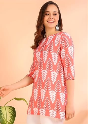 Image of MS VHCK ENTERPRISE Women's Short Kurti in TopsTunic Rayon Cotton Blend | Ladies Ethnic Tunic