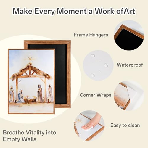 HANSILK Large Nativity Scene Wall Art, Framed Christian Painting of The Holy Family - Jesus, Mary & Joseph, for Living Room, Bedroom, Dining Room Decor - image 3