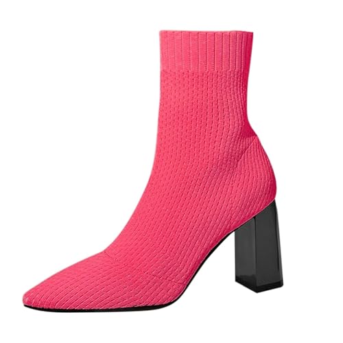 Botas de vaquero para mujer y mujer, botas de vaquero, botas de vaquero, botas cortas, botas de media altura, botas occidentales, tacón de bloque, botas de media altura, Rojo sandía, 39 EU