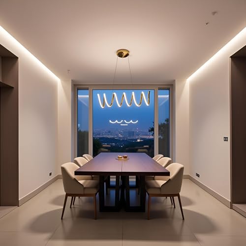 Image of LED Hanging Light for Living Room /Dining Table, Chandelier for Ceiling of Hall, Jhoomer /Jhumar Hanging Lamp for Breakfast Table, Hanging Light for Home Decoration (Golden) (CH59)