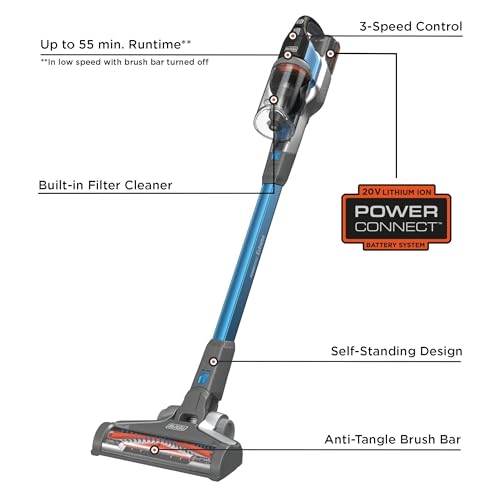 BLACK+DECKER Cordless Vacuum, Powerseries Extreme, Stick Vacuum Cordless Rechargeable, Interchangeable Floorhead with Crevice Attachment, 3 Speed Control, Lightweight, Blue (BSV2020G) by BLACK+DECKER - Image 3