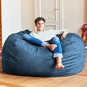5ftbluecolorgiantbeanbagchairwithfillerincludedcomfortableultrasoftlonglastingdurabledoublestitchingremovablezipperclosurecover Urban Country Home Decor 5 ft blue color giant bean bag chair with filler included comfortable ultra soft long lasting durable double stitching removable zipper closure cover urban country home decor