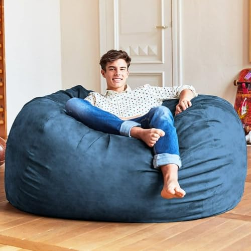 5ftbluecolorgiantbeanbagchairwithfillerincludedcomfortableultrasoftlonglastingdurabledoublestitchingremovablezipperclosurecover Urban Country Home Decor 5 ft blue color giant bean bag chair with filler included comfortable ultra soft long lasting durable double stitching removable zipper closure cover urban country home decor