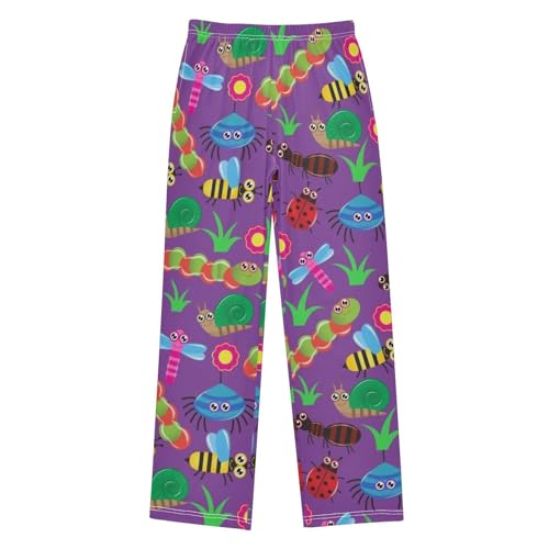 Caterpillar Snail Bee Boys Long Pants Soft Trousers Elastic Waist Kids Lounge Bottoms with Pockets S-XL