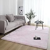FRFJY Groß Flauschig Teppiche rutschfest Shaggy Fläche Teppich Esszimmer Heim Schlafzimmer Fußmatte, 31.5 47.3inch - Hellrosa