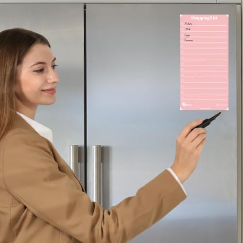 Image of Zesta Vinyl Magnetic Planner for Fridge | Cute Weekly Planner /Meal Planner with Marker | Rewritable Magnetic White Board for Fridge (Pastel Pink)
