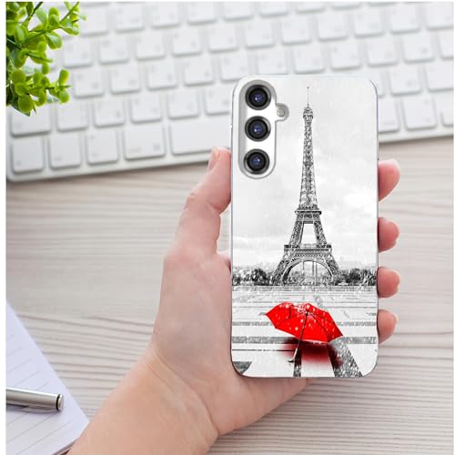 AKORAVO for Samsung Galaxy S24 Plus / S24+ Case for Women Men Girl, Shockproof Slim Soft TPU Clear Protective Cover Cases for Galaxy S24 Plus / S24+,Romantic France Paris Eiffel Tower Red Umbrella by AKORAVO - Used condition - Image 6