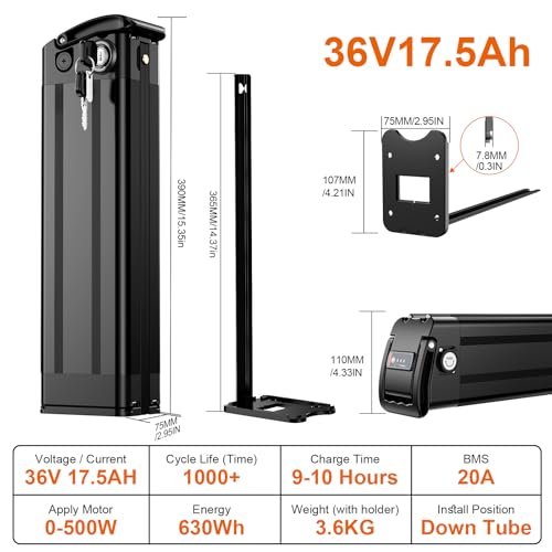(Lg/Cell) Batteria 36V Per Bici Elettrica Al Litio Per Motore Da 250W 500W- Batteria Di Ricambio Per Bici Pieghevole - Batteria Ebike 17.5Ah 36Volt - 5