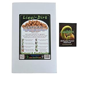 VALUE WHAT’S INCLUDED: 2 lbs. Leca clay aggregate balls. PLUS, a trial size (One-gallon gel pack) of Liqui-Dirt All-Natural Plant and Supplement Nutrition System. WHATS IT FOR: Growing Medium for use with your semi-hydro, full hydro, or soil with Liq...