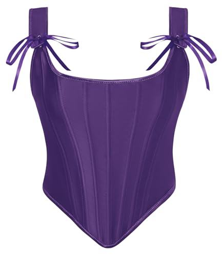 Purple Corset Tops for Women Boned Bodice Renaissance Corset Dark Purple Size 14