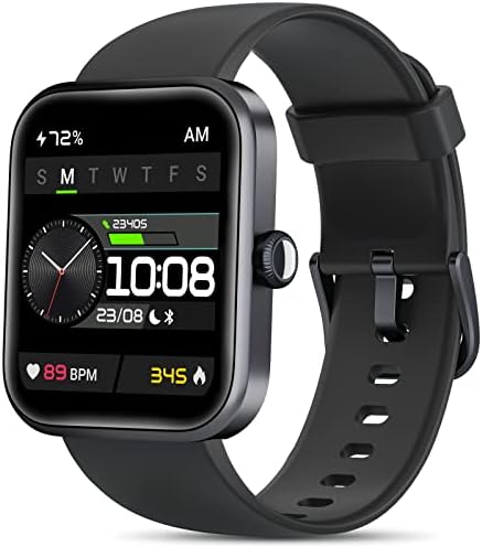 Smart Watch, AOKESI 2022 Smart Watch with Alexa Built-in for Android Phones and iPhone Compatible, 5ATM Waterproof Activity Tracker with 24/7 Heart Rate, Blood Oxygen, Smartwatch for Men Women Black