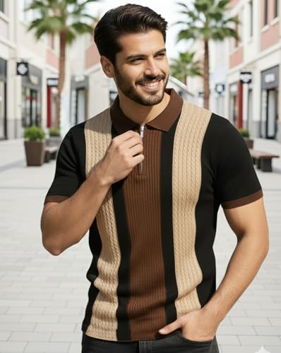 Image of AUSK Men Printed Polo Neck Cotton Blend T-Shirt (Regular Fit, Half Sleeve) || Tshirts for Mens